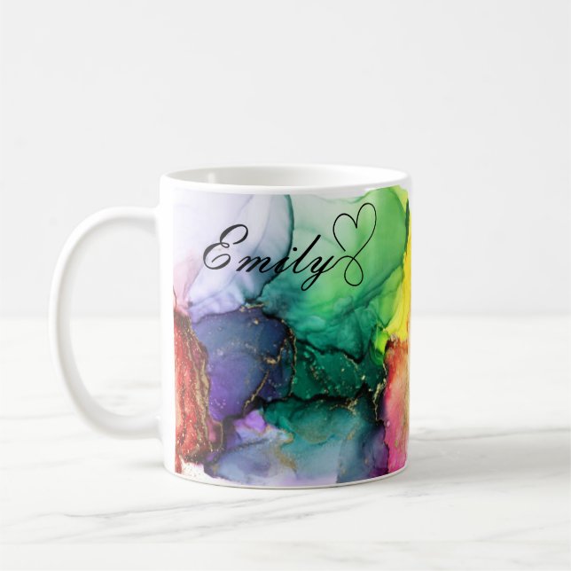 Luxus Personalisiert Multicolor Rainbow Wassercolo Kaffeetasse (Links)
