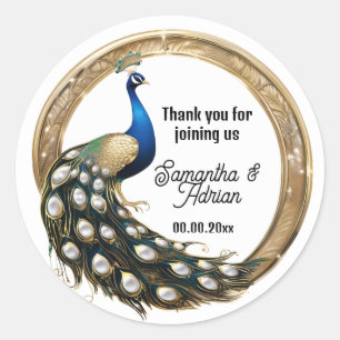Luxus Pfauenvogel Land Art Nouveau Vielen Dank Runder Aufkleber