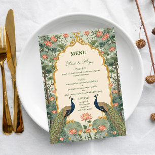 Luxus-Pichwai-Indisches-Hochzeitsmenü Menükarte