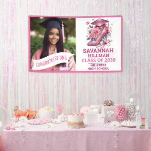 Luxus-Pink-Abschlussklasse 2026 Foto-Abschlussfeie Banner