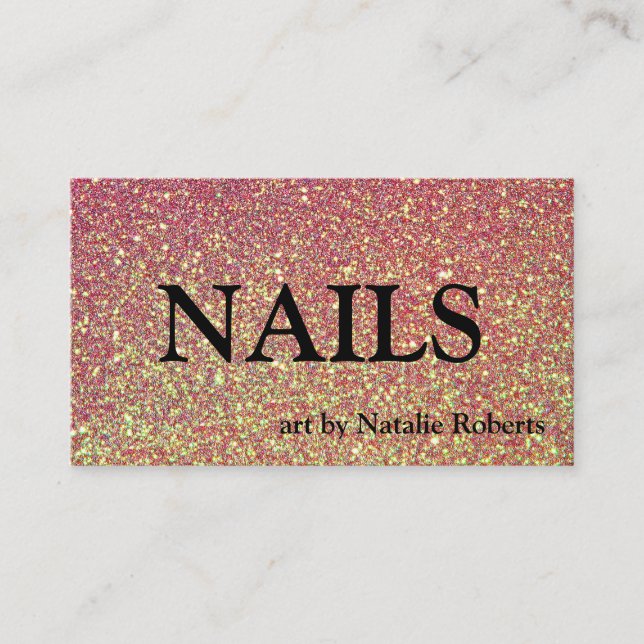 Luxus Pink Gold Glittery Nail Polnisch Visitenkarte (Vorderseite)