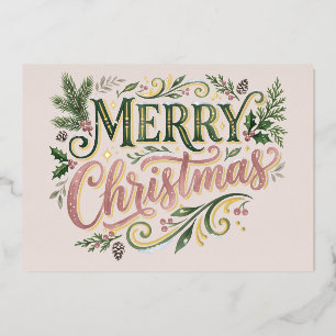 Luxus-Pink-Handlettering-Fotokarte Folien Feiertagskarte