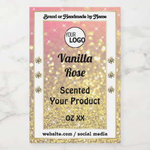 Luxus Pink Lila Gold Glitter Produkt Label Logo Lebensmitteletikett