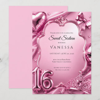 Luxus Pink Sweet 16 Einladung