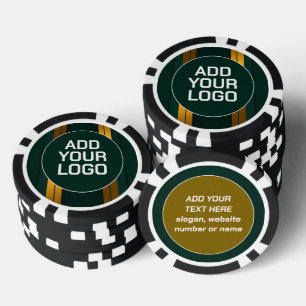 Luxus-Popular-Grün-Gold-Leinen-Textur-Kollektion Pokerchips