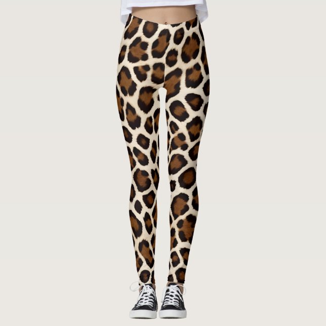 Luxus Populäre White Leopard Elegante Collection Leggings (Vorderseite)