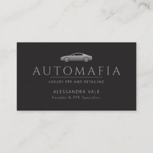 Luxus-PPF- und Autodetailing Schwarz und Silber Visitenkarte