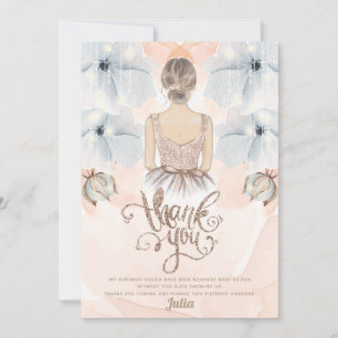 Luxus Princess Birthday Party Beige Glitzer Dankeskarte