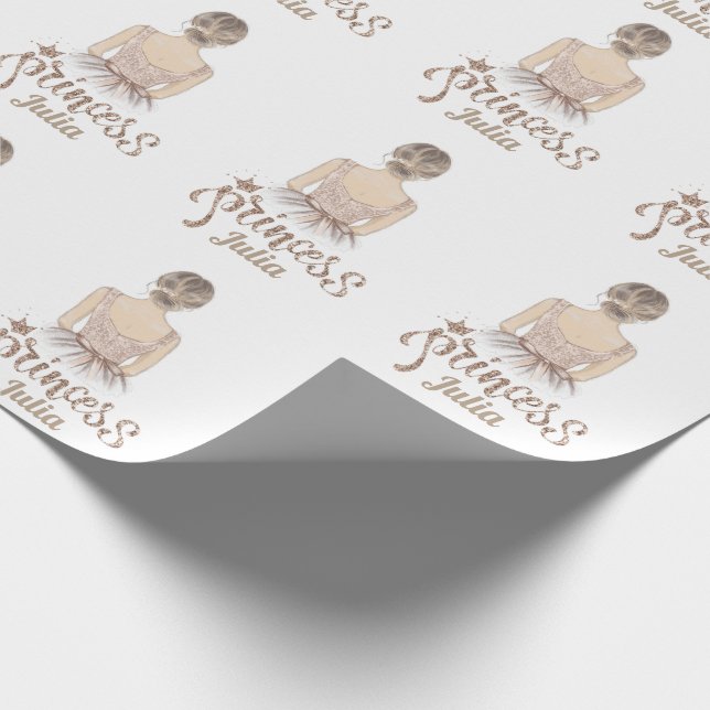Luxus Princess Birthday Party Beige Glitzer Geschenkpapier (Ecke)