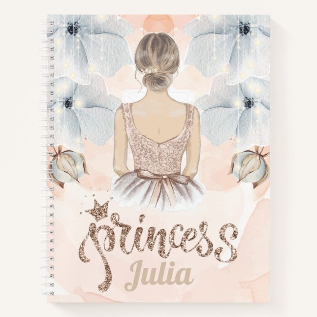 Luxus Princess Personalisierter Glitzer Notizbuch (Vorderseite)