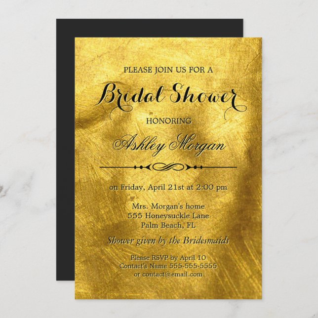 Luxus pure Gold Foil Texture - Brautparty Einladung (Vorne/Hinten)