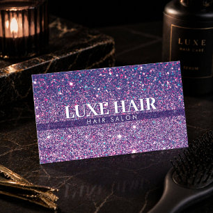 Luxus Purpur Glitter Friseursalon Minimalist Visitenkarte