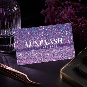 Luxus Purpur Glitter Wimpernkünstlerin Minimalisti Visitenkarte