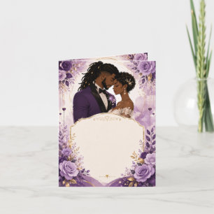 Luxus Purpur & Gold Schwarze Anime-Hochzeit Einladung