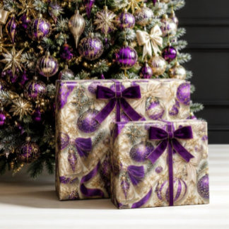 Luxus Purpur Samt & Gold Vintage Weihnachten Geschenkpapier