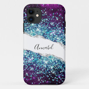 Luxus Purpur Silber Achat & Blau Glitzer individue Case-Mate iPhone Hülle