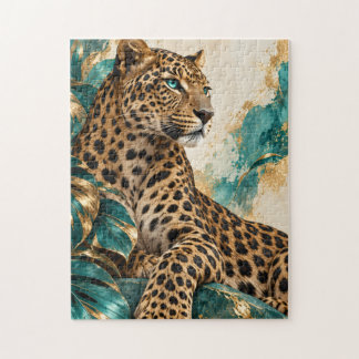 Luxus-Puzzle mit Teal- und Gold-Leopard Puzzle