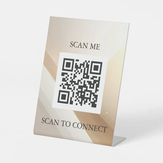 Luxus QR-Code Schild | Scan Me Tischschild | Minim (Vorderseite)