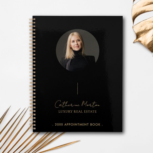 Luxus Real Anwesen Black Gold Terminierungsbuch Planer (Luxury Script Black Gold Real Estate Appointment Book For Real Estate Agents & Brokers)