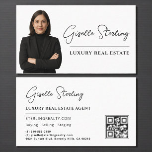 Luxus Real Anwesen Black & White QR Code Foto Visitenkarte