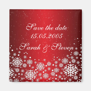 Luxus Red Christmas Spirit Save the Date Magnet
