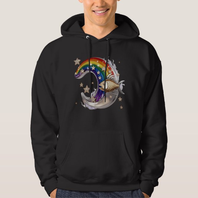 Luxus-Regenbogen-Mond-Fisch-3D-Stern-Pullover-Hood Hoodie (Vorderseite)