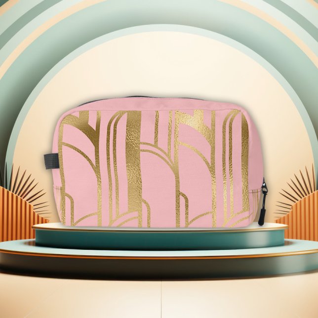 Luxus-Reisetasche in Pink und Gold im Art Deco Des Waschbeutel (Von Creator hochgeladen)