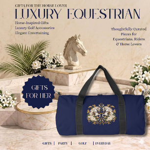 Luxus-Reitpferd Navy Gold & Elfenbein Duffle Bag
