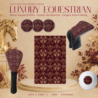 Luxus-Reitsport Burgund und Gold Golfhandtuch