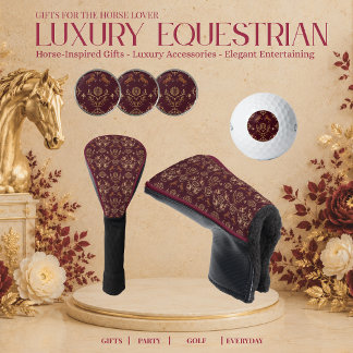 Luxus-Reitsport in Burgundrot und Gold Golf Headcover