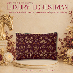 Luxus-Reitsport in Burgundrot und Gold Zubehörtasche