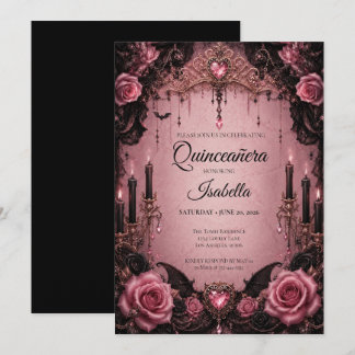Luxus-Rhinstones Pink Quinceañera Einladung