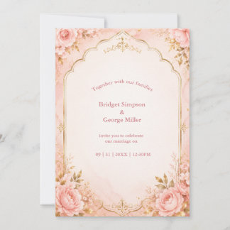 Luxus-Rosa-Gold-Marmor-Hochzeit aufwendige Blumen Einladung