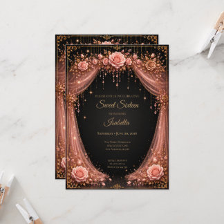 Luxus-Rosa-Gold-Prinzessin Sweet Sixteen Einladung