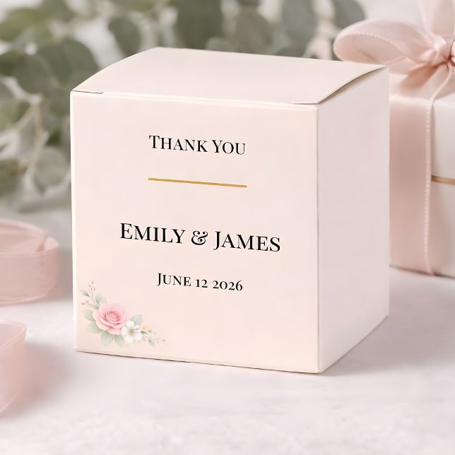 Luxus-Rosa Hochzeit Geschenkschachtel (Luxury blush wedding favor box with floral design)