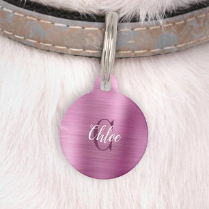 Luxus-Rosa-Metall-Monogramm Haustiermarke