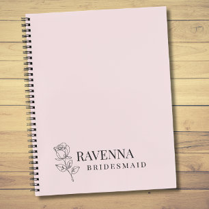 Luxus-Rosa-Rosé-Linienkunst Individueller Name Notizbuch