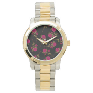 Luxus Rosa Rose Popular Floral Armbanduhr