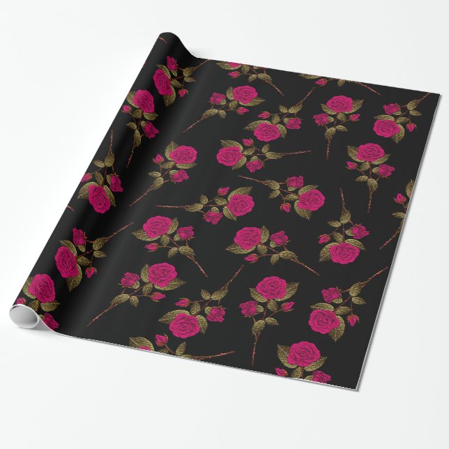 Luxus Rosa Rose Popular Floral Geschenkpapier (Ungerollt)