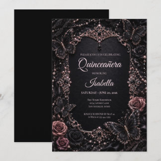 Luxus-Rosa-Schmetterlinge Quinceañera Einladung