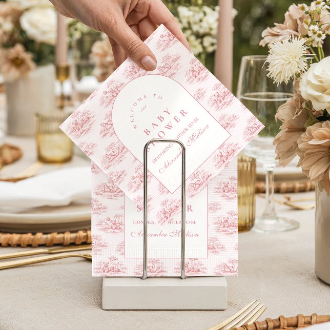 Luxus-Rosa-Toile-Baby-Shower Serviette (Von Creator hochgeladen)