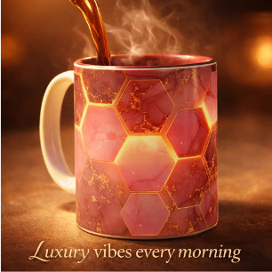 Luxus-Rosa- und Goldmarmor-Kaffeetasse – Elegantes Zweifarbige Tasse