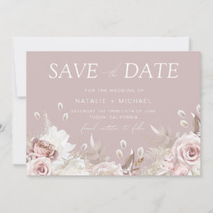 Luxus-Rosé-Blumen-Botanical-Hochzeit Save The Date