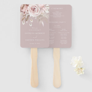 Luxus-Rosé-Blumen-Botanik-Hochzeitsprogramm Fächer