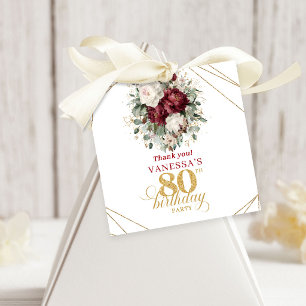 Luxus-Rosé-Blumen-Geschenkanhänger zum 80. Geburts Geschenkanhänger