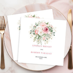 Luxus-Rosé-Blumen-Gold-Boho-Hochzeitsservietten Serviette