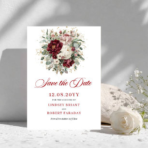 Luxus-Rosé-Burgunder-Blumen-Save-the-Date Save The Date