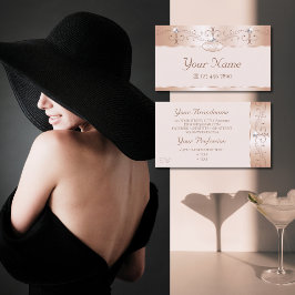 Luxus Rose Coral Verziert Sparkle Diamonds Monogra Visitenkarte