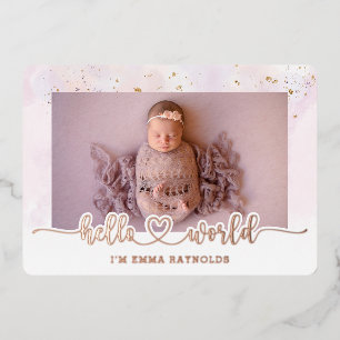 Luxus Rose Gold Baby Girl Geburtshaus-Karte Folieneinladung