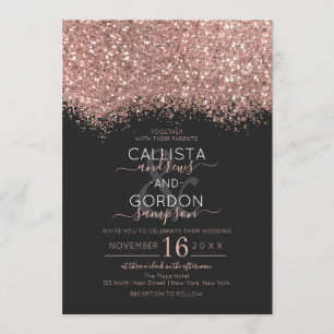 Luxus Rose Gold Black Glitzer Confetti Wedding Einladung